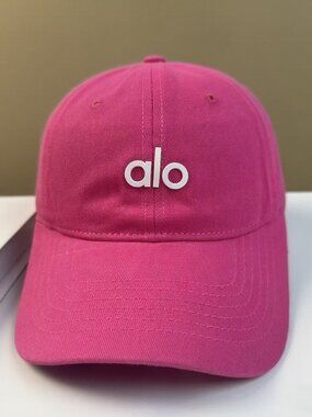 ALO Yoga Men's Hot Pink Baseball Cap with White Logo